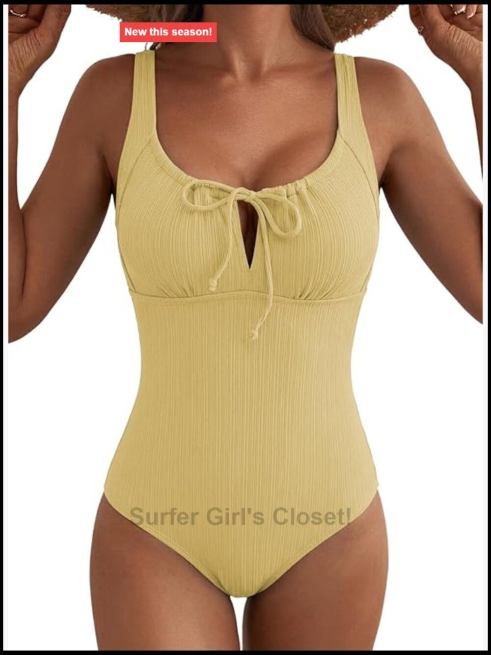 Textured One Piece Swimsuit Tummy Control Tie Knot Cutout